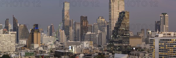 Panorama from the viewing platform of the Iconsiam of the skyscrapers, hotels and the Bang Rak