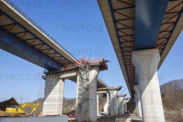 Hagen, North Rhine-Westphalia, Germany - New construction of the A45 Lennetal motorway bridge, the