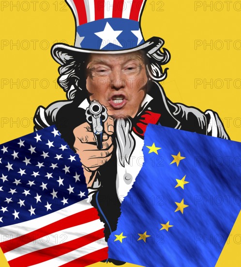 Symbolic image, US democracy in danger, EU and Germany under political pressure, industry, Donald