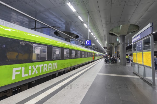 Flixtrain long-distance train from Flix at Berlin Central Station, Germany, Europe