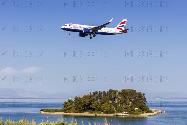 A British Airways Airbus A320neo aircraft with the registration G-TTNL at Corfu Airport, Greece,