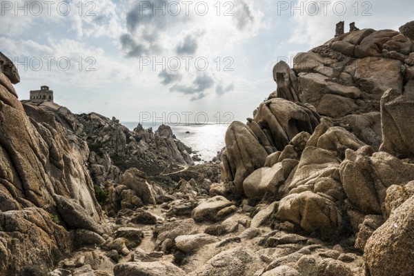 Bizarre and huge granite rocks by the sea, Capo Testa, near Santa Teresa di Gallura, Sardinia,