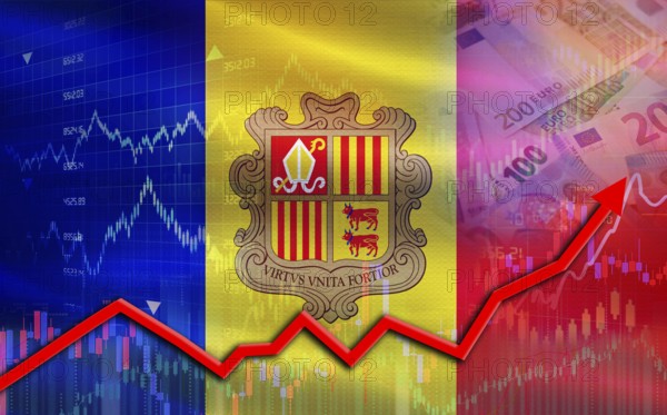 Andorra economic growth on financial graph. Andorra financial growth on market graph