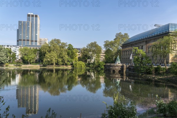 Kaiserteich, LVA main building and Ständehaus, state capital Düsseldorf, North Rhine-Westphalia,