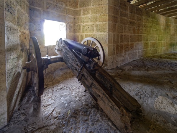 Cannon in the interior of the Spitalbastei at the Spitaltor gate in the historic centre of