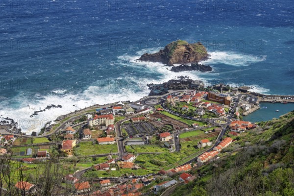 View of Porto Moniz, Madeira, Portugal from the Miradouro da Santinha