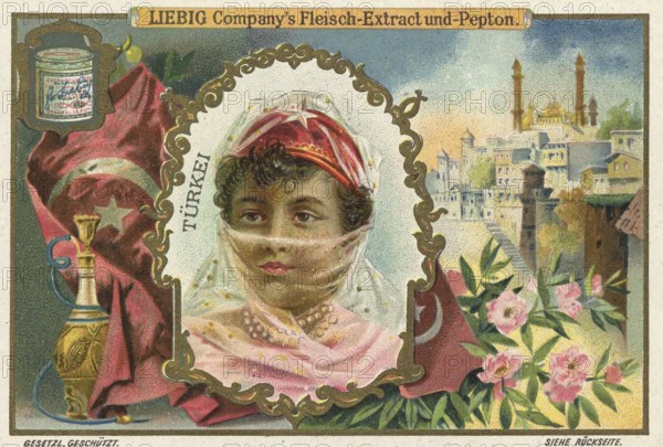 Series Children from foreign countries, Turkey, Liebig picture, digitally restored reproduction of