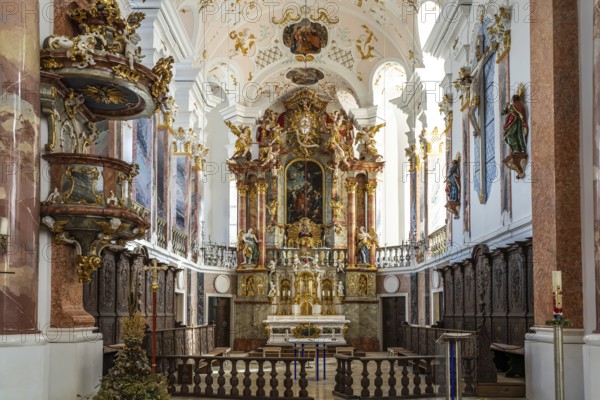 Interior of the Church of Our Lady in Günzburg, Bavaria, Germany, Europe