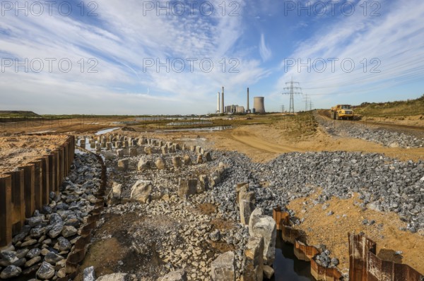 Dinslaken, Voerde, North Rhine-Westphalia, Germany, Emscher estuary into the Rhine. Construction