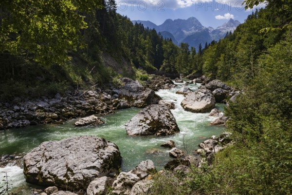 Mountain stream, Triftsteig along the Saalach near Lofer, Saalachtal, Pinzgau, Salzburg province,