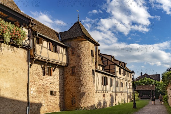 Tower of the city wall of Riquewihr, Alsace, France, Europe