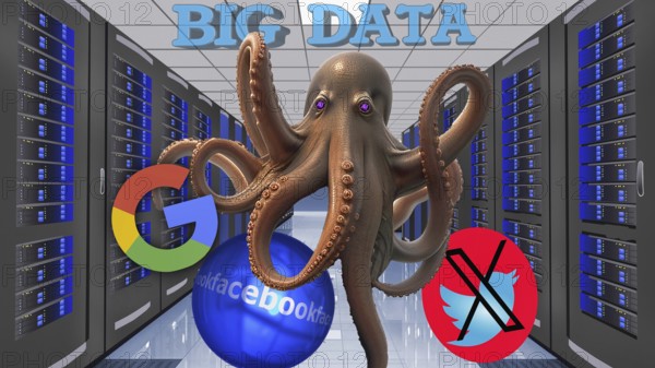 Symbolic image, Octopus - octopus as (a) Social media, mobile phone, smartphone, socialmedia, Elon