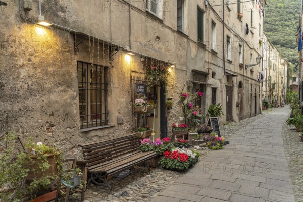 In the historic centre of Finalborgo, Finale Ligure, Riviera di Ponente, Liguria, Italy, Europe