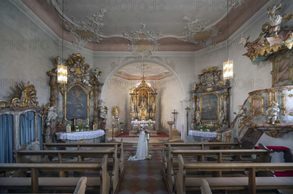 Interior of St Wendilinus Church, built between 1766 and 1769, Steinbach, Lower Franconia, Bavaria,