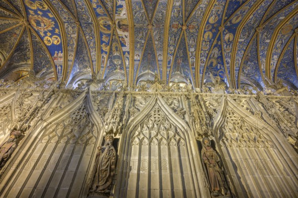 Detail of the choir and ceiling fresco in St Cecilia's Cathedral in Albi, Tarn department, France,