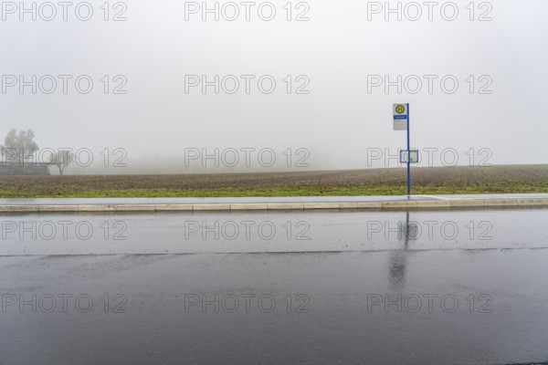 Bus stop, line 339, local transport in the countryside, near Ennepetal-Schlagbaum, B483,