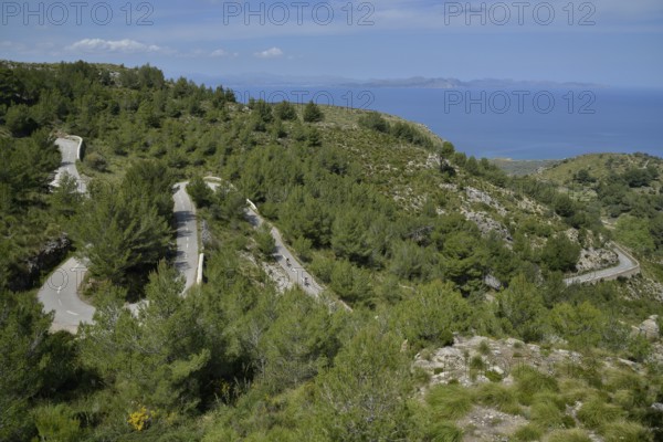 Serpentine road from Artà to the Ermita de Betlem, Parc Natural Peninsula de Llevant, near Arta,