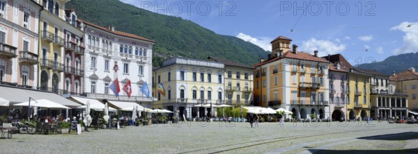 Piazza Grande in Locarno, where the film festival takes place, Locarno, Canton Ticino, Switzerland,
