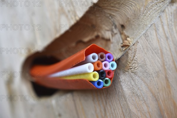 Laying fibre optic cable for fast Internet, Schleswig-Holstein, Germany, Europe