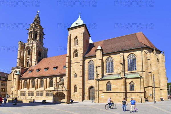 Heilbronn, Germany, September 2020: Gothic hall church called St. Kilians Church in city center of
