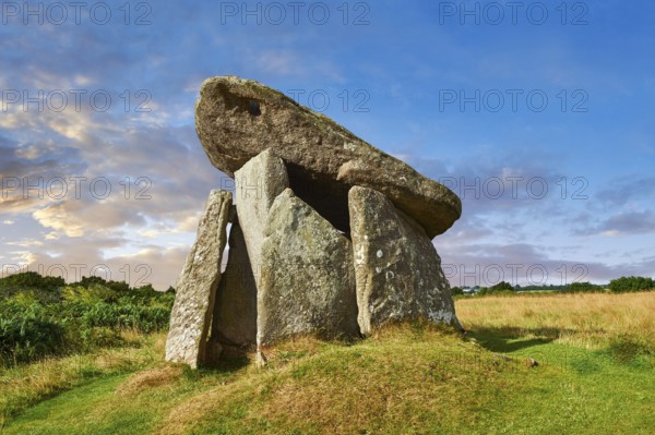 Trethevy Quoit megalithic standing stone tomb, known as the giant's house, near St Cleer, circa