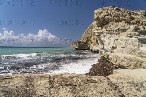 Beach on the cliffs of Cape Aspro near Pissouri, Cyprus, Europe
