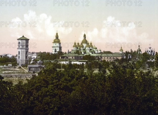 St. Michael's Monastery, Kiev, Russia, Ukraine, c. 1890, Historic, digitally enhanced reproduction