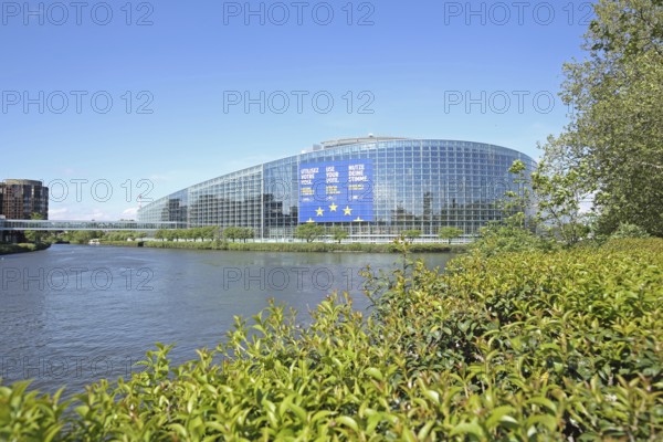 EU Parliament on the river Ill, European, Parliament, European Parliament, banner, poster,