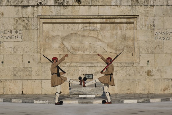 ATHENS, GREECE, MAY 20, 2010: Changing of the presidential guard Evzones in front of the Monument