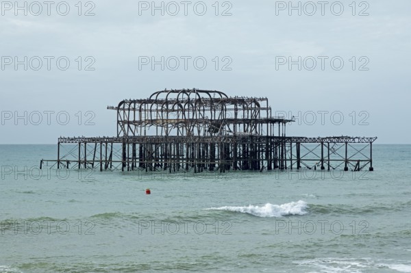 Ruin of the West Pier, destroyed by fire in 2003, Brighton, England, United Kingdom, Europe