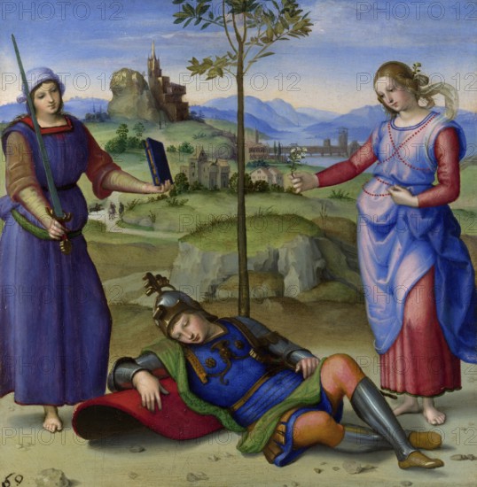 Vision of a Knight, Sueno del Caballero, by Raffaello Sanzio da Urbino, also Raffael da Urbino,