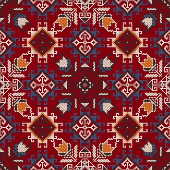 Traditional Georgian folk art embroidery vector pattern