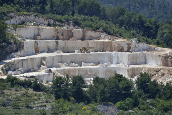 Quarry in Ložišca, whitest limestone in the world, Island of Brac, Dalmatia, Croatia, Europe