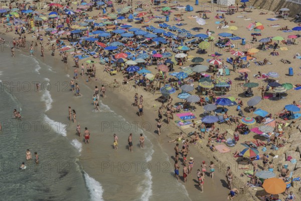 Tourists at the Playa Mal Pas, Benidorm, Province of Alicante, Costa Blanca, Spain, Europe