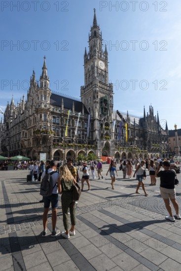 New Town Hall Munich, Neo-Gothic, Marienplatz, Munich, Bavaria, Germany, Europe