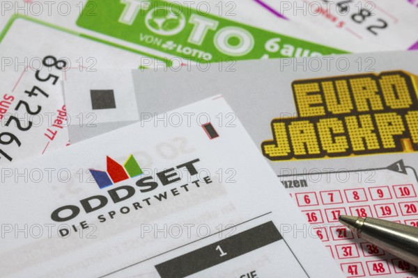 Tickets, gambling, betting tickets, Toto, Oddset, EURO JACKPOT, biros