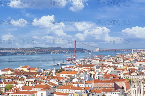 Scenic panoramic views of Lisbon from Saint George Castle (Sao Jorge) lookout