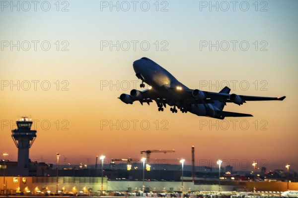 Boeing 747-400, cargo version, of the Moldovan charter airline Terra Avia, takes off at