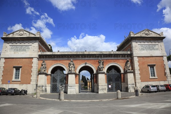 Entrance gate to Campo Verano, Cimitero Comunale Monumentale Campo Verano, the largest cemetery in