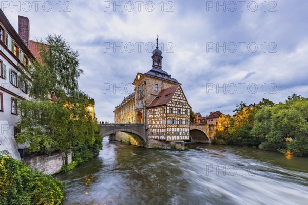 Old Town Hall on an artificial island in the River Regnitz. The landmark can be reached via two