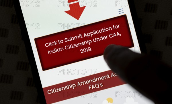In this photo illustration, a portal to apply for Indian citizenship under the Citizenship
