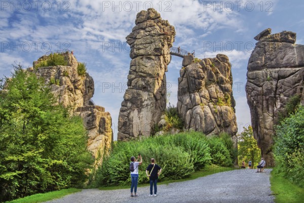 Externsteine, sandstone rock formation. Horn-Bad Meinberg, Teutoburg Forest, North