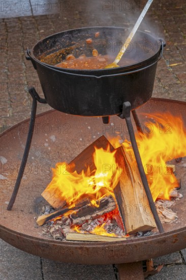 Kettle goulash over an open fire