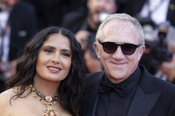 Cannes, France, 18.5.2024: Salma Hayek and Francois-Henri Pinault at the premiere of Emilia Perez