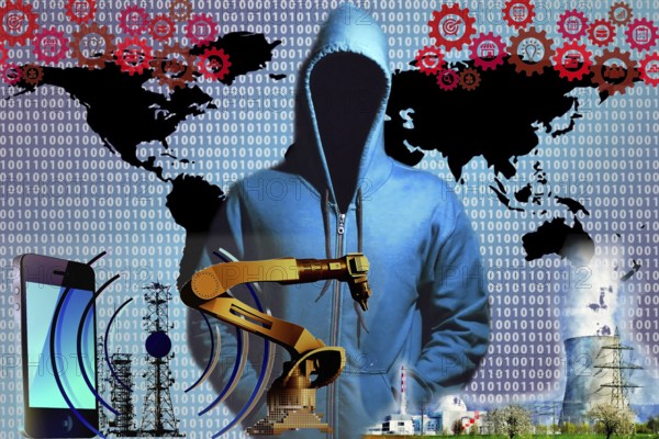 Symbolic image, cyber security, cyber attacks worldwide, computer crime, digital IT attacks,