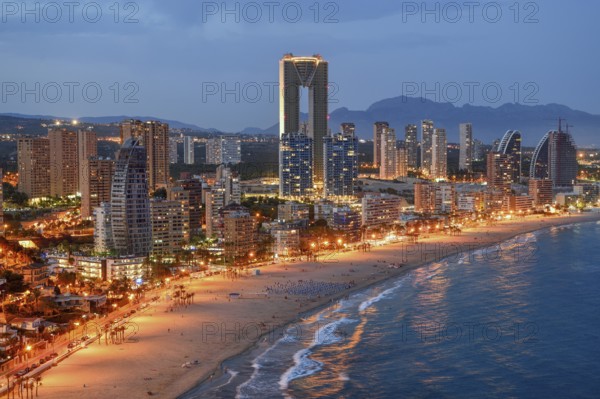 Skyline of Benidorm with the high-rise Intempo, with 192 metres the highest residential building in