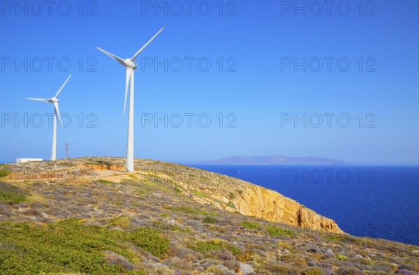 Wind turbines, Sifnos Island, Cyclades Islands, Greece, Europe