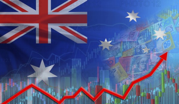 Growth of Australia economy on the financial graph. Australian financial growth concept, economic