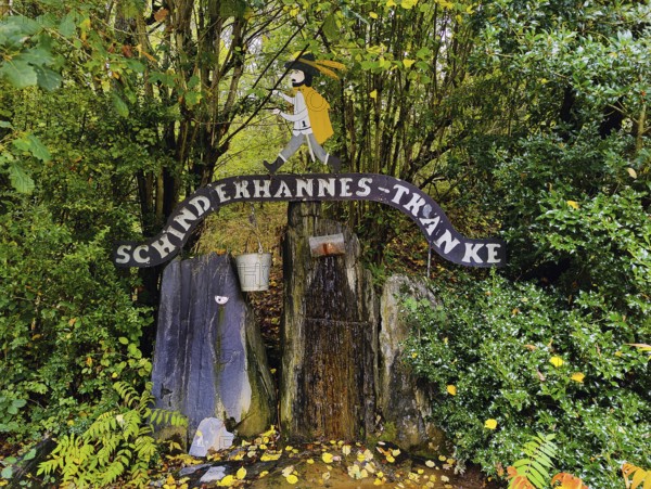 Schinderhannes drinking trough above the Hahnenbach valley, legend as Robin Hood of the Hunsrück,