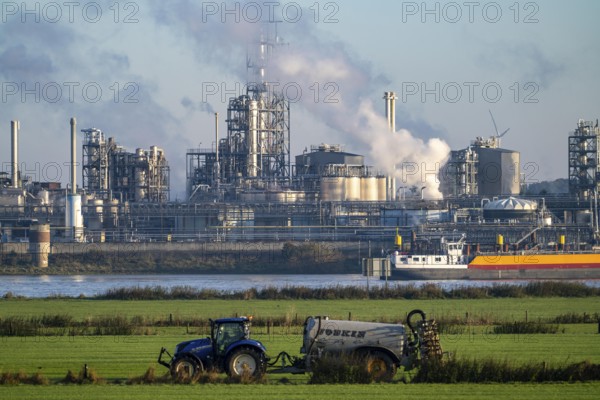 Cargo ship on the Rhine near Emmerich, Kao Chemicals backdrop, specialising in surfactants, KLK,
